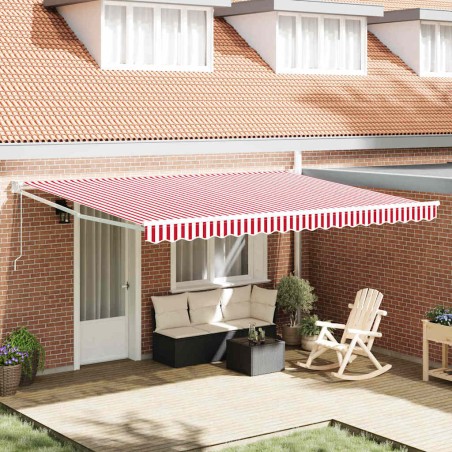 vidaXL Tenda da sole avvolgibile automatica a strisce rosse e bianche, 450x300 cm