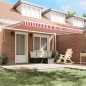 vidaXL Tenda da sole avvolgibile automatica a strisce rosse e bianche, 450x300 cm vidaXL Tenda da sole avvolgibile automatica a strisce rosse e bianche, 450x300 cm