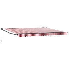 vidaXL Tenda Retrattile Manuale Rossa e Bianca 450x300 cm