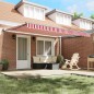 vidaXL Tenda Retrattile Manuale Rossa e Bianca 450x300 cm vidaXL Tenda Retrattile Manuale Rossa e Bianca 450x300 cm