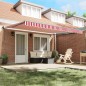 vidaXL Tenda da sole automatica retrattile Strisce rosse e bianche 450x300 cm vidaXL Tenda da sole automatica retrattile Strisce rosse e bianche 450x300 cm