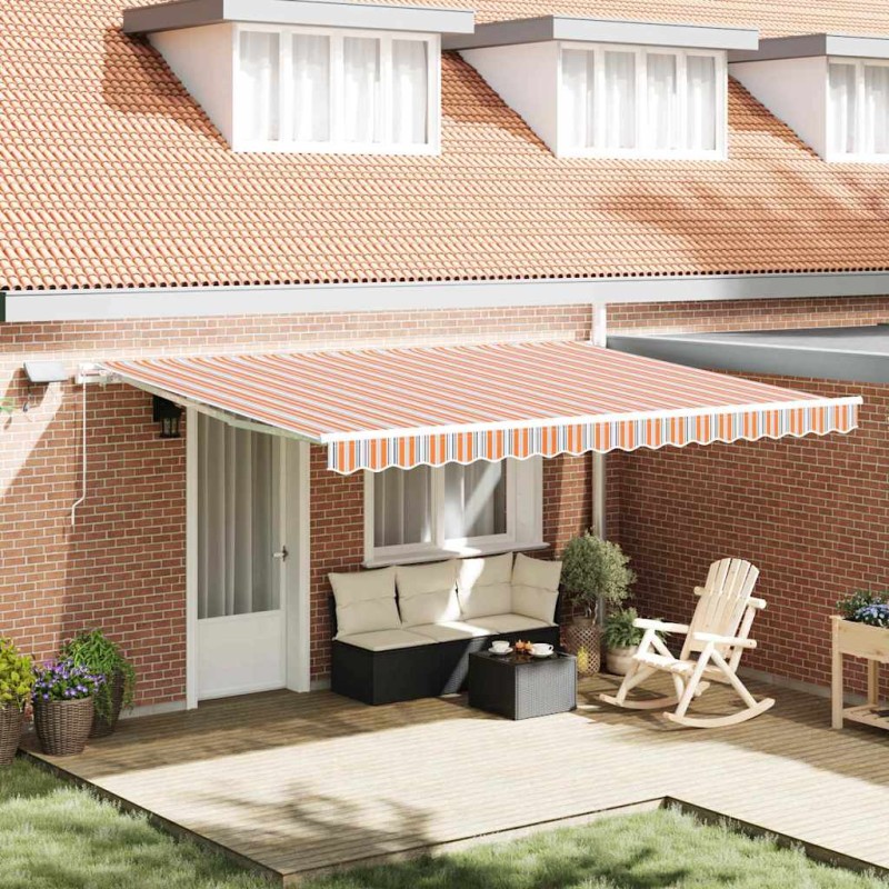 vidaXL Tenda Retrattile with Arancione / Grigio / Blù / Bianco 450 × 300 cm vidaXL Tenda Retrattile with Arancione / Grigio / Blù / Bianco 450 × 300 cm