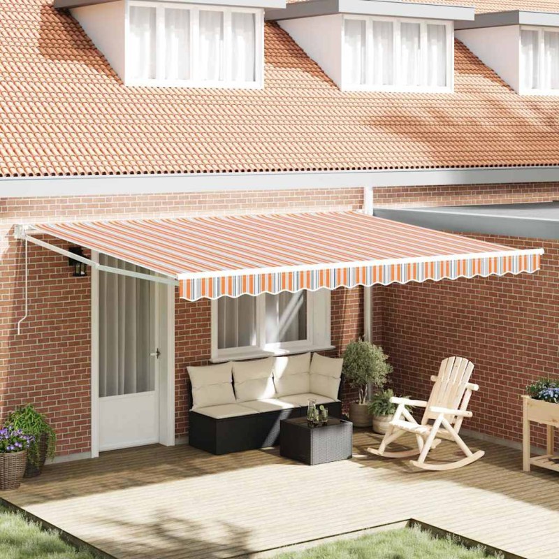 vidaXL Tenda da sole retrattile automatica a strisce colorate 450x300 cm vidaXL Tenda da sole retrattile automatica a strisce colorate 450x300 cm