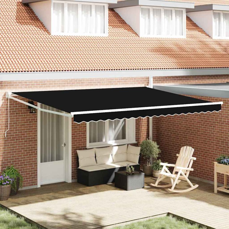 vidaXL Tenda Retrattile Manuale Nera 450 x 300 cm