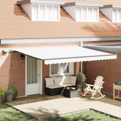 vidaXL Tenda Manuale Retrattile con LED Bianca 450x300 cm