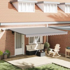 Tenda Retrattile Manuale vidaXL con Luce Grigia Chiara 450x300 cm