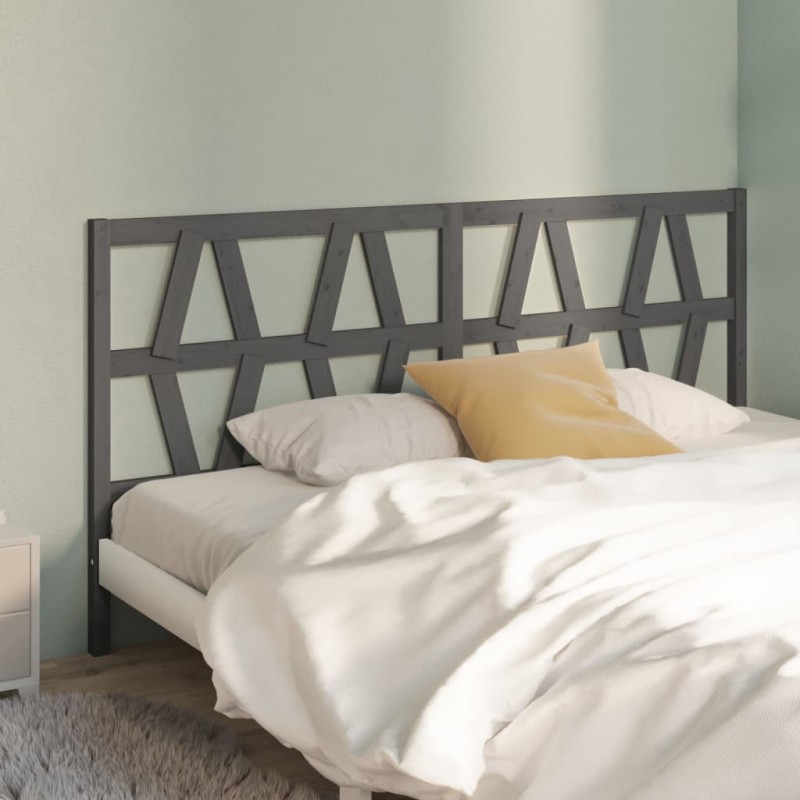 Testiera per Letto Grigia 206x4x100cm in Legno Massello di Pino Testiera per Letto Grigia 206x4x100cm in Legno Massello di Pino
