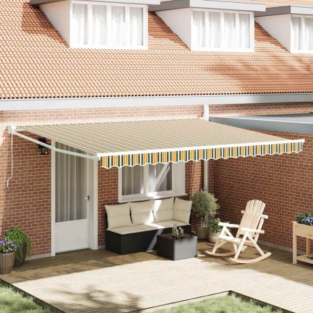 vidaXL Tenda da sole manuale retrattile verde e gialla 450x300 cm