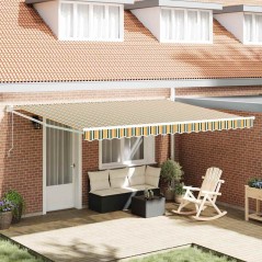 vidaXL Tenda Retrattile Automatica Verde e Gialla 450x300 cm