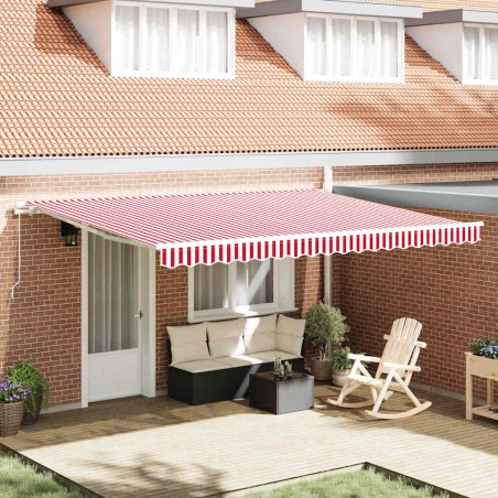 vidaXL Tenda Retrattile a Strisce Rosse e Bianche 450x350 cm