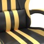 Sedia da Gaming Girevole con Poggiapiedi Nero e Oro Similpelle Sedia da Gaming Girevole con Poggiapiedi Nero e Oro Similpelle