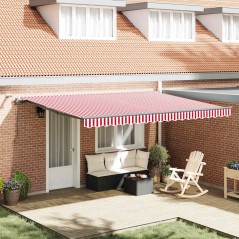 vidaXL Tenda Retrattile Automatica con LED a Strisce Rosse e Bianche 450x350 cm