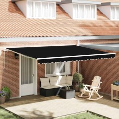 vidaXL Tenda da sole manuale retrattile Nera 450x350 cm
