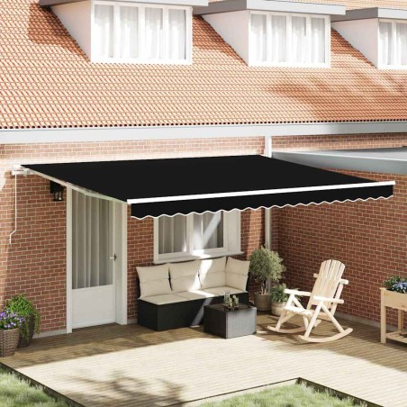 vidaXL Tenda da sole manuale retrattile Nera 450x350 cm