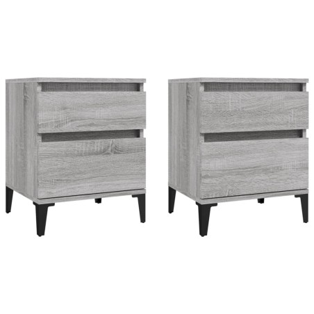 Comodino 2 pz Grigio Sonoma 40x35x50 cm