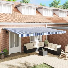vidaXL Tenda Retrattile Blu e Bianco 500x300 cm
