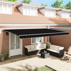 vidaXL Tenda Retrattile Nero 500x300 cm Poliestere e Alluminio