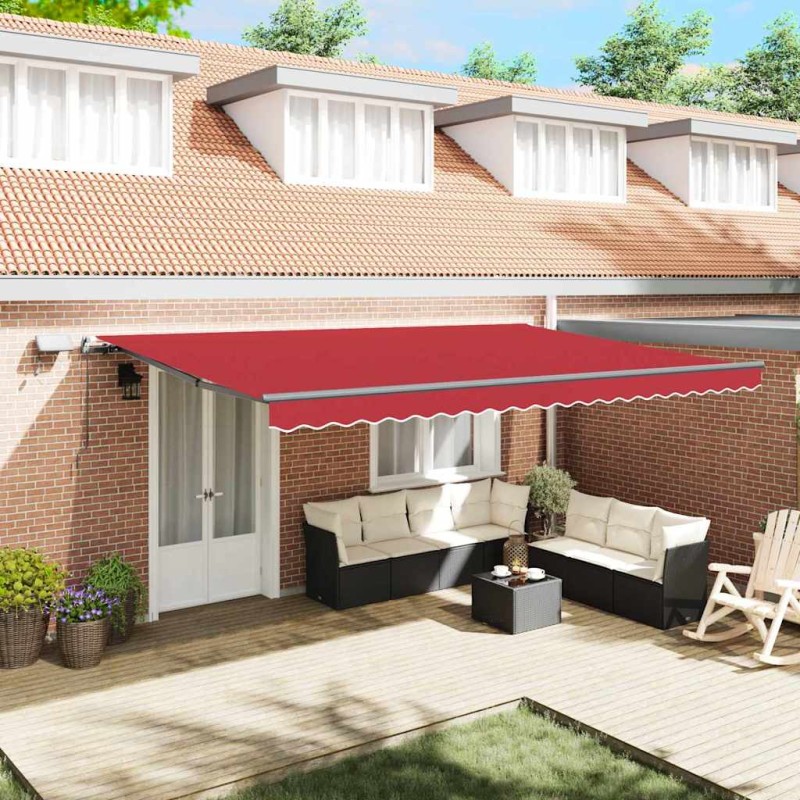Tenda retrattile manuale vidaXL con LED Rossa 500x300 cm Tenda retrattile manuale vidaXL con LED Rossa 500x300 cm