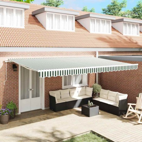 vidaXL Tenda da sole manuale retrattile Verde e Bianco 500x300 cm