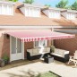 vidaXL Tenda Retrattile Manuale Strisce Rosse e Bianche 500x350 cm vidaXL Tenda Retrattile Manuale Strisce Rosse e Bianche 500x350 cm
