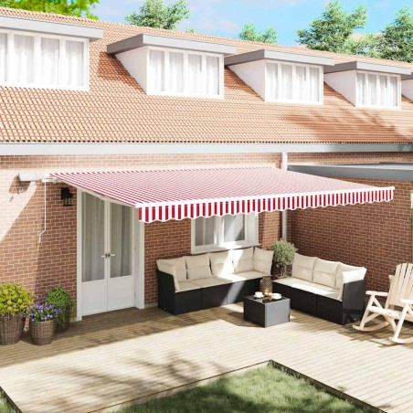 vidaXL Tenda Retrattile Rosso e bianco 500 × 350 cm Rosso e bianco