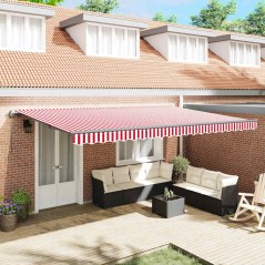 vidaXL Tenda da sole automatica e retrattile a strisce rosse e bianche 500x350 cm