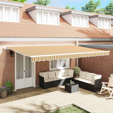 vidaXL Tenda Retrattile Manuale a Righe Multicolore 500x350 cm