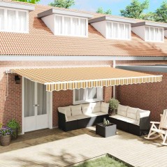 vidaXL Tenda Retrattile Giallo / Grigio / Bianco 500 × 350 cm Multicolore