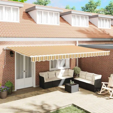 vidaXL Tenda Retrattile Giallo / Grigio / Bianco 500 × 350 cm Multicolore