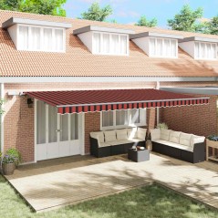 vidaXL Tenda Retrattile Manuale con LED Arancione e Marrone 600x300 cm