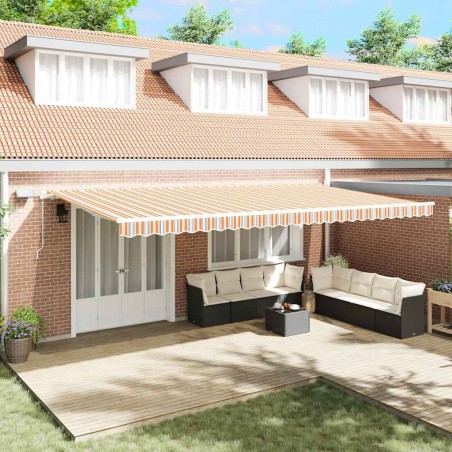 vidaXL Tenda Retrattile with Arancione / grigio / blu / bianco 600 × 300 cm