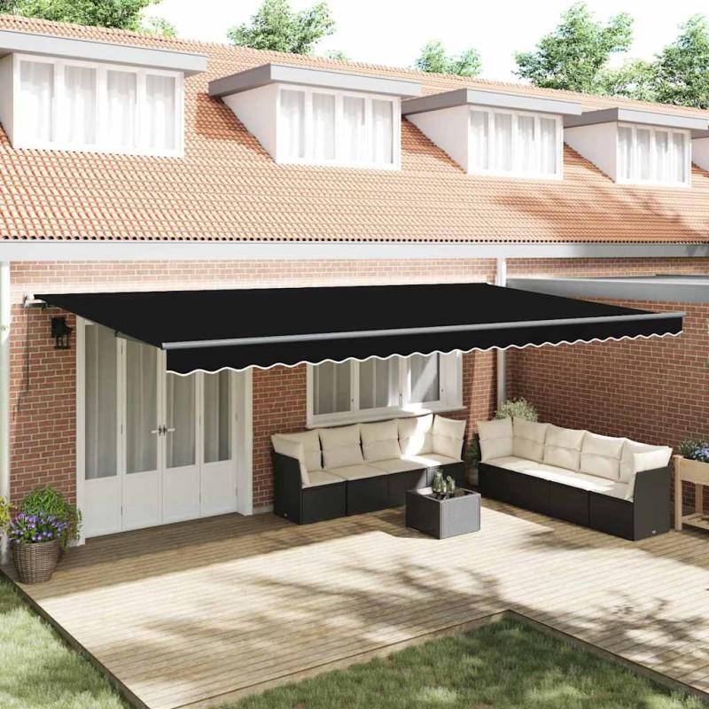vidaXL Tenda Retrattile Nero 600 × 300 cm Poliestere