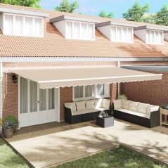 vidaXL Tenda Retrattile Beige Beige 600 × 300 cm Beige