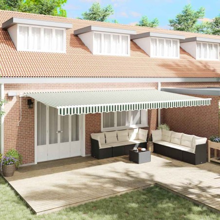 vidaXL Ombrellone with Verde e bianco 600 × 300 cm Verde e bianco