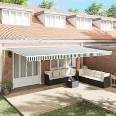 vidaXL Tenda Verde e bianco 600 × 300 cm Verde e bianco