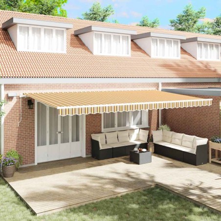 vidaXL Tenda Retrattile with Giallo, Grigio, Bianco 600 × 350 cm