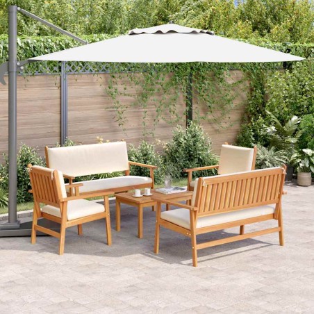 vidaXL Set di divani da giardino in 5 pezzi con cuscini in legno di acacia massello.