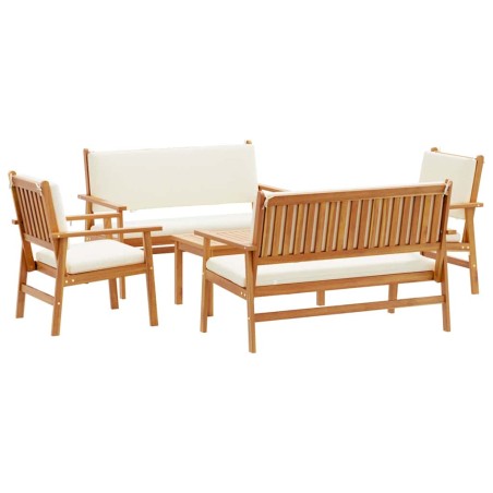 vidaXL Set di divani da giardino in 5 pezzi con cuscini in legno di acacia massello.