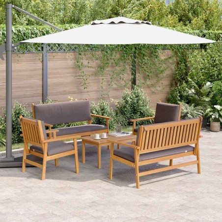vidaXL Set di divano da giardino 5 pezzi con cuscini in legno massello di acacia