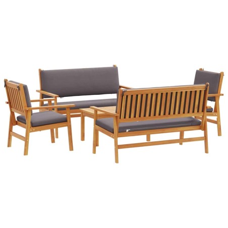 vidaXL Set di divano da giardino 5 pezzi con cuscini in legno massello di acacia
