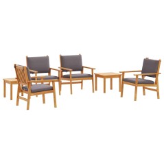 vidaXL Set da Pranzo da Giardino 6 Pezzi con Cuscini in Legno Massello di Acacia