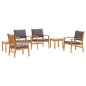 vidaXL Set da Pranzo da Giardino 6 Pezzi con Cuscini in Legno Massello di Acacia