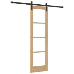 Porta Scorrevole vidaXL con Set Ferramenta 'ORKDAL'Legno Massello e Vetro