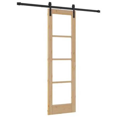 Porta Scorrevole vidaXL con Set Ferramenta 'ORKDAL'Legno Massello e Vetro