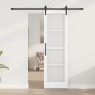 vidaXL Porta Scorrevole con Kit di Ferramenta 'ORKDAL'Bianco in Legno Massiccio e Vetro