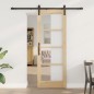vidaXL Porta Scorrevole con Set di Ferramenta 'ORKDAL'Legno Massiccio & Vetro vidaXL Porta Scorrevole con Set di Ferramenta 'ORKDAL'Legno Massiccio & Vetro