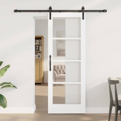 vidaXL Porta Scorrevole con Set di Accessori 'ORKDAL'Bianco Legno Massello e Vetro