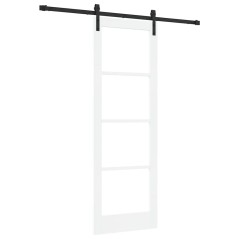 vidaXL Porta Scorrevole con Set di Ferramenta "ORKDAL" Legno Solido Bianco e Vetro