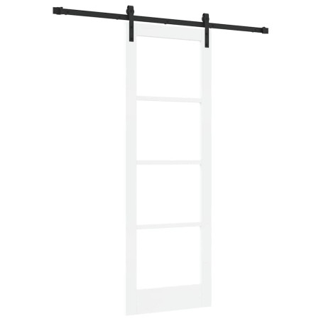 vidaXL Porta Scorrevole con Set di Ferramenta "ORKDAL" Legno Solido Bianco e Vetro