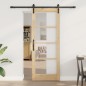 Porta scorrevole vidaXL con set di ferramenta 'ORKDAL'in legno massello e vetro Porta scorrevole vidaXL con set di ferramenta 'ORKDAL'in legno massello e vetro